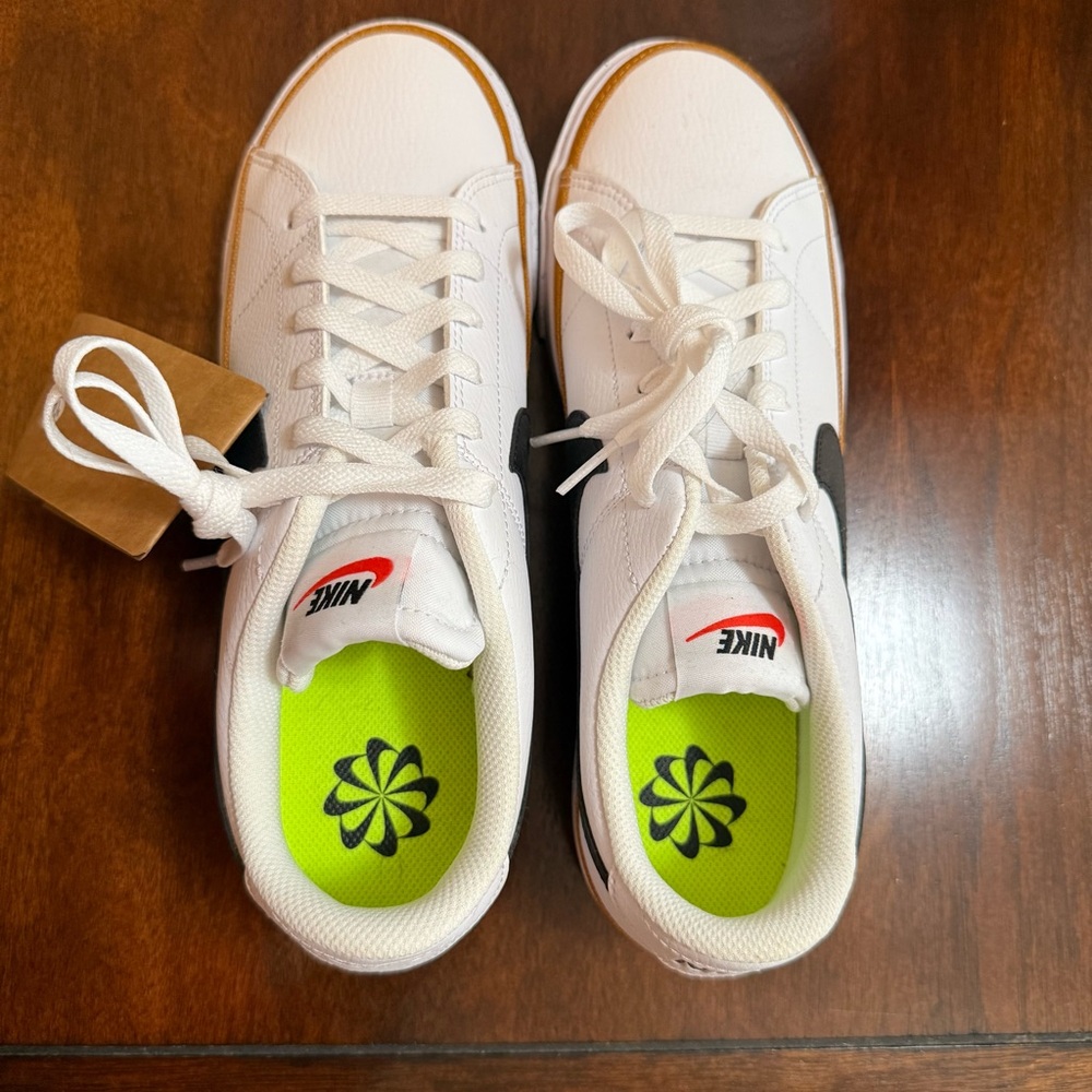 Nike White and Black Sneakers with Tan Trim 10 - Picture 3 of 9